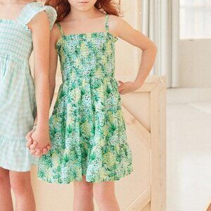 Janie and jack green elastic top pineapple details Cotton dress size 8 (F15)